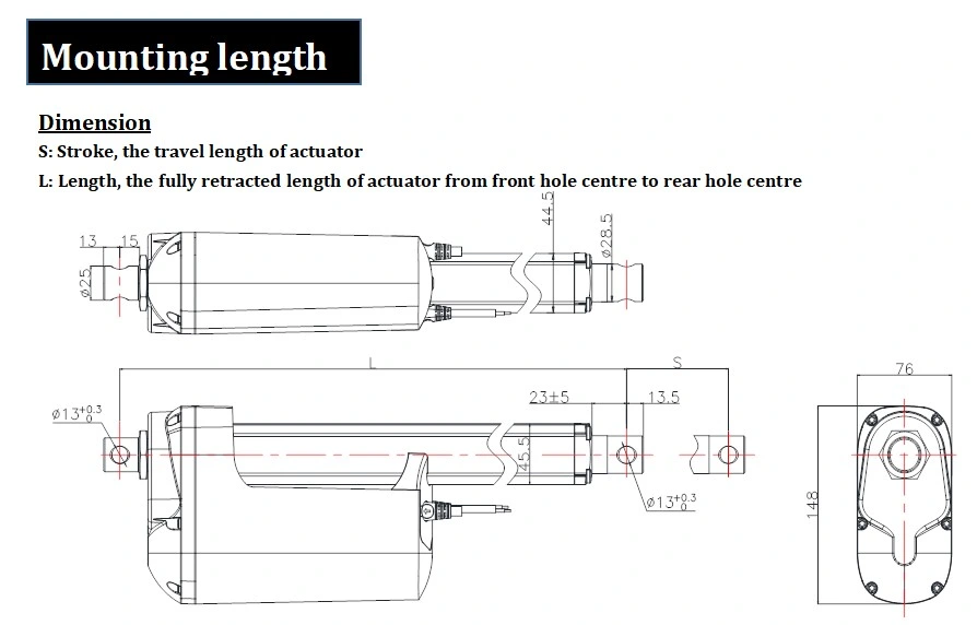 High Load 1200kg Force Linear Motor Actuator with CE Mark 24volt, IP66